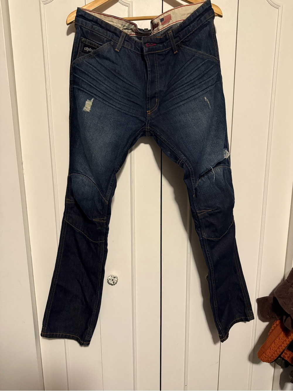 Troy Lee Designs Slim Men's Dark Blue Distressed denim Jeans